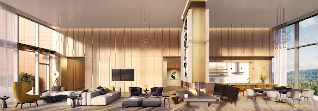10232 NE 10th St Unit 506, Bellevue, WA 98004 - common area with a high ceiling and floor to ceiling windows