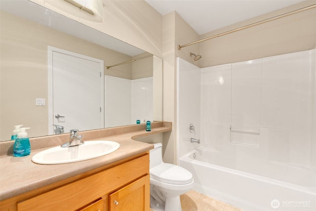 303 23rd Ave S Unit 308, Seattle, WA 98144 - full bathroom featuring toilet, vanity, tub / shower combination, and tile patterned flooring