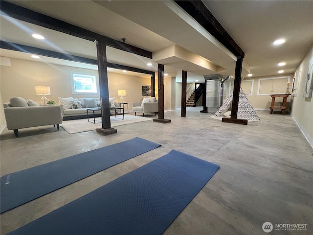 746 N 89th St, Seattle, WA 98103 - workout area featuring baseboards and recessed lighting