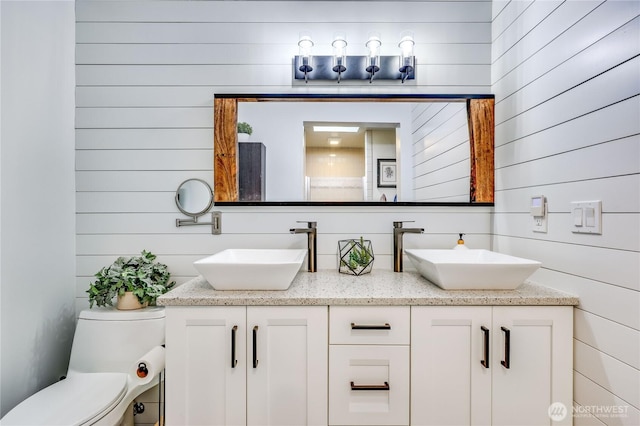 30 Hemlock Ct, Port Townsend, WA 98368 - bathroom with double vanity and wood walls