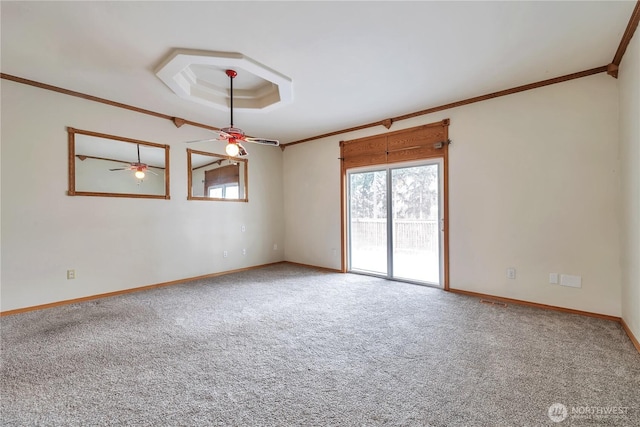 31637 107th Ave SE, Auburn, WA 98092 - unfurnished room featuring ornamental molding, carpet flooring, healthy amount of natural light, a ceiling fan, and baseboards