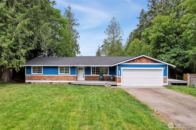 3598 Breeze Way NW, Bremerton, WA 98312 - single story home featuring asphalt driveway, an attached garage, a front lawn, and roof with shingles