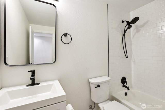 3598 Breeze Way NW, Bremerton, WA 98312 - full bathroom featuring toilet, vanity, and washtub / shower combination