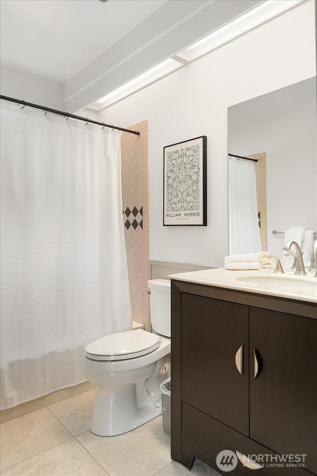4102 205th Ave SE, Sammamish, WA 98075 - bathroom with vanity, tile patterned flooring, and curtained shower