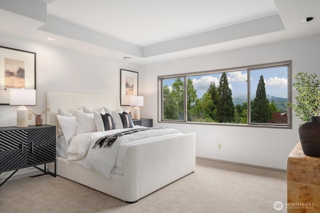 4102 205th Ave SE, Sammamish, WA 98075 - bedroom featuring a tray ceiling, carpet, and recessed lighting