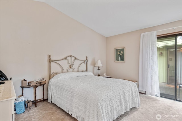 2412 Mulberry St, Longview, WA 98632 - bedroom with light carpet, access to exterior, and lofted ceiling