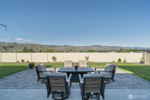 28 S Millbrook, East Wenatchee, WA 98802 - view of patio with a mountain view and outdoor dining space