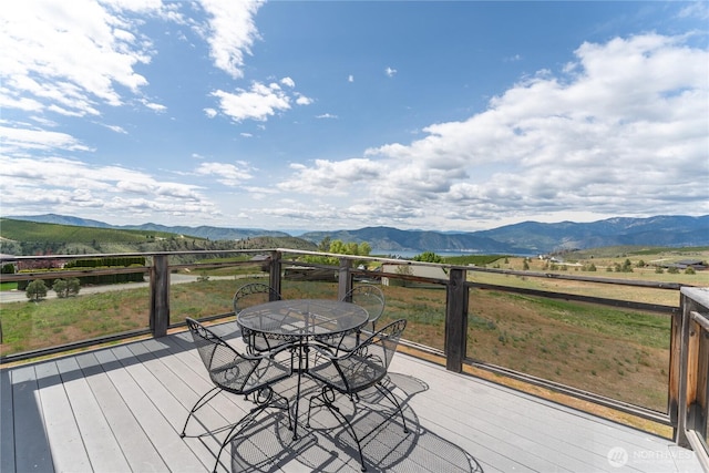 645 Chelan Trails Rd, Chelan, WA 98816 - deck featuring outdoor dining area and a mountain view