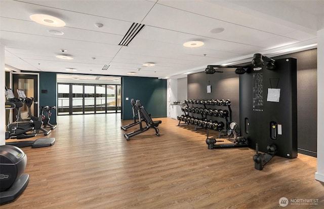 1808 Minor Ave Unit 912, Seattle, WA 98101 - workout area featuring wood finished floors and a wall of windows