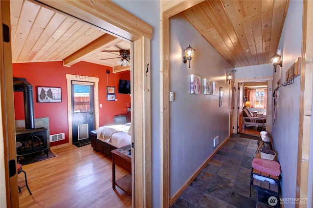 115 Johnson St N Unit 1, 2, 3, Twisp, WA 98856 - hallway featuring wooden ceiling, healthy amount of natural light, and baseboards