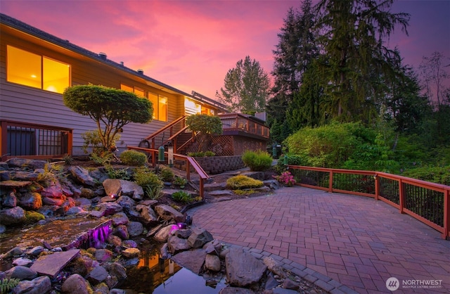 14431 Cascade Dr SE, Snohomish, WA 98296 - view of patio / terrace featuring stairway and a deck
