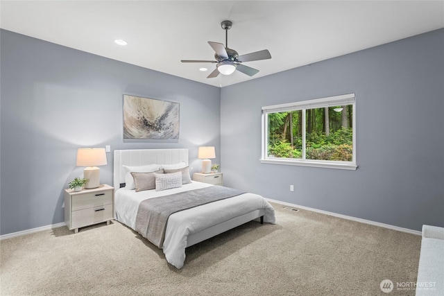 10810 63rd Ave NW, Gig Harbor, WA 98332 - bedroom featuring carpet, baseboards, ceiling fan, and recessed lighting