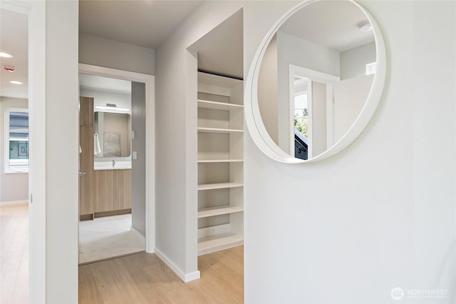 1801 NW 65th St Unit C, Seattle, WA 98117 - hallway featuring wood finished floors and baseboards