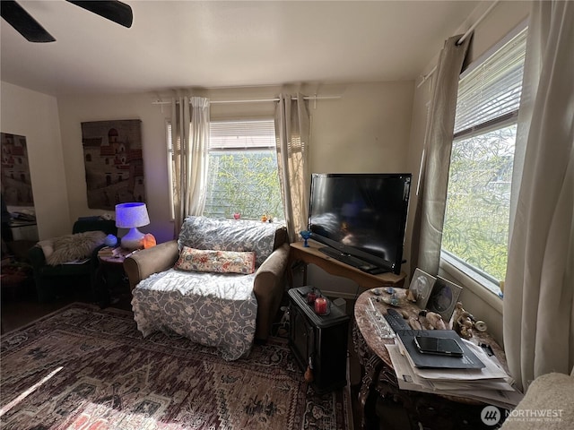 1205 E Maple St, Bellingham, WA 98225 - living area featuring ceiling fan