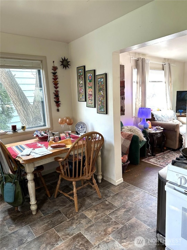 1205 E Maple St, Bellingham, WA 98225 - dining area featuring plenty of natural light, stone tile floors, and baseboards