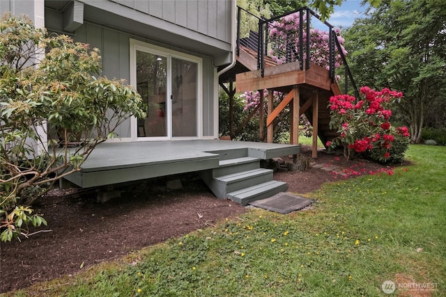 exterior space featuring a wooden deck