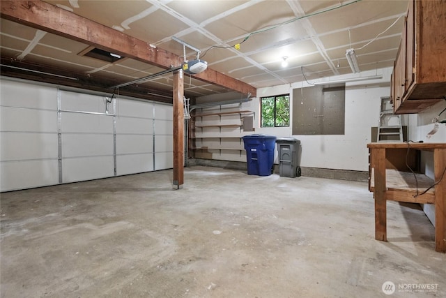 garage with a garage door opener