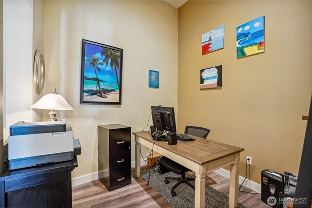 1705 Dock St Unit 520, Tacoma, WA 98402 - office area featuring wood finished floors and baseboards
