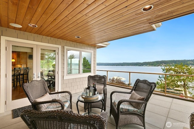 balcony with a water view