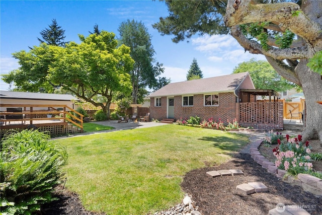 1510 N Mason Ave, Tacoma, WA 98406 - view of yard with a patio, a wooden deck, and entry steps