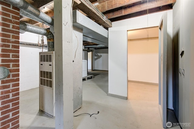 view of unfinished basement