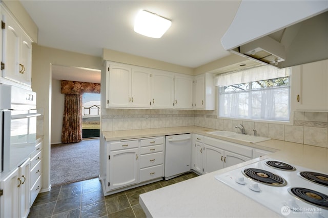 3579 NW Dodson Rd, Ephrata, WA 98823 - kitchen featuring white dishwasher, a sink, oven, extractor fan, and stove