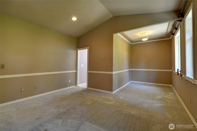 18423 Hawksview Dr, Arlington, WA 98223 - carpeted empty room featuring lofted ceiling and baseboards