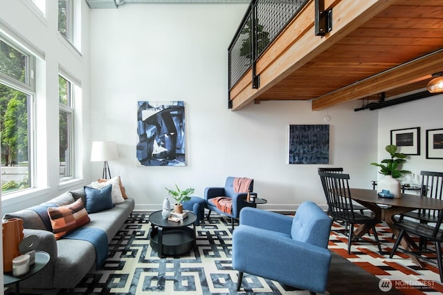 530 Broadway E Unit 124, Seattle, WA 98102 - living room featuring beam ceiling