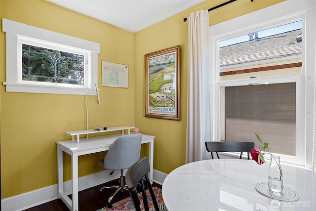 6311 46th Ave SW, Seattle, WA 98136 - office area featuring plenty of natural light, baseboards, and wood finished floors