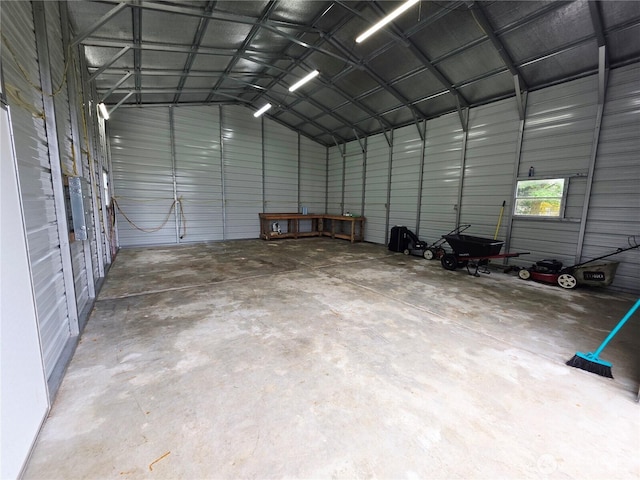garage featuring metal wall