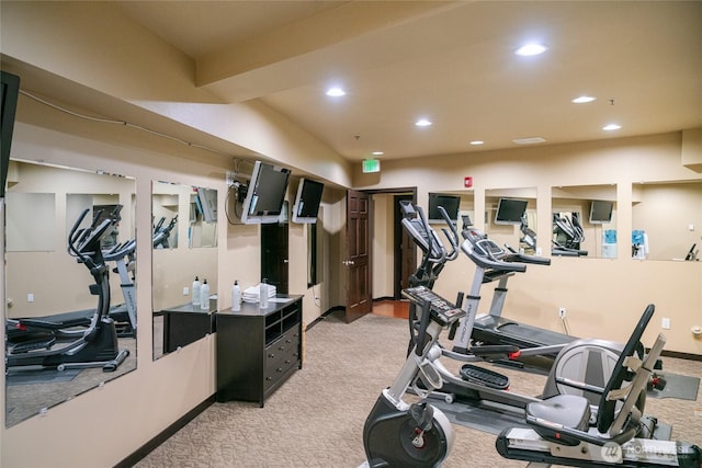 322 W Woodin Ave Unit 711, Chelan, WA 98816 - exercise room featuring light carpet and recessed lighting