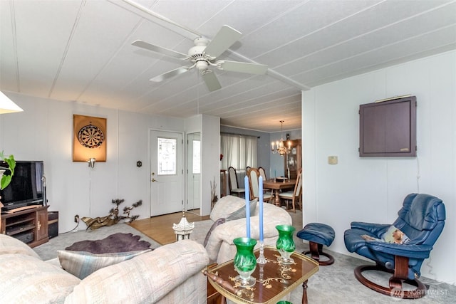 2101 S 324th St Unit 136, Federal Way, WA 98003 - living room featuring a chandelier and ceiling fan