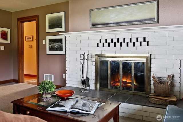 5066 Bayview Rd, Langley, WA 98260 - detailed view of a fireplace and carpet floors