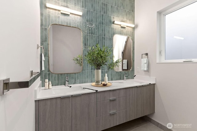 full bathroom featuring double vanity