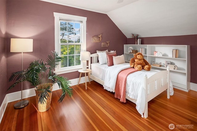 3227 37th Ave S, Seattle, WA 98144 - bedroom with vaulted ceiling, wood finished floors, and baseboards