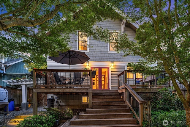 3227 37th Ave S, Seattle, WA 98144 - view of front facade featuring stairway and a wooden deck