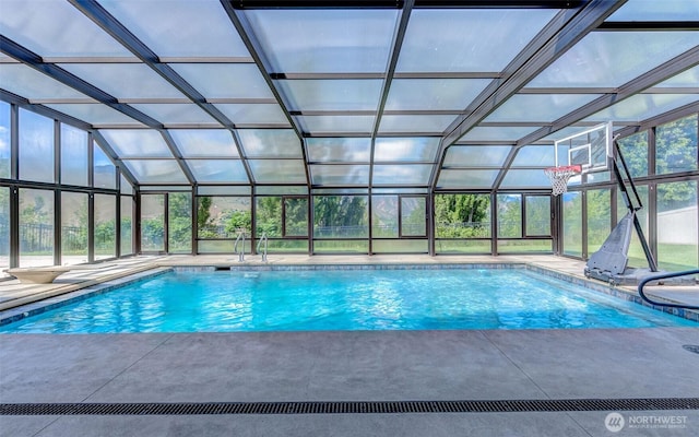 1400 Westpoint Pl, Wenatchee, WA 98801 - view of swimming pool with a pool, a patio, and glass enclosure