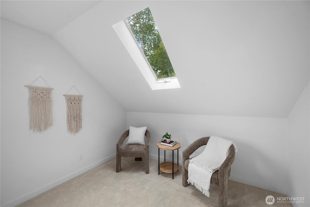 118 16th Ave, Seattle, WA 98122 - sitting room with a skylight, lofted ceiling, carpet, and baseboards