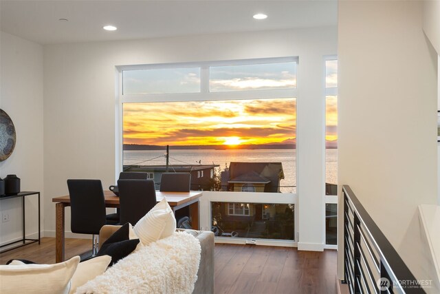 3831 59th Ave SW, Seattle, WA 98116 - interior space featuring wood finished floors and recessed lighting