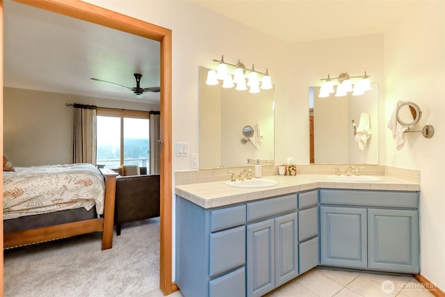 7509 145th St NW, Gig Harbor, WA 98329 - full bathroom with ensuite bath, double vanity, and a ceiling fan