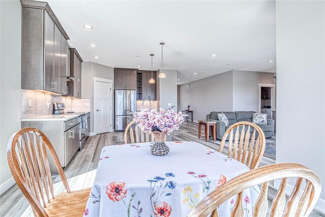 985 Spring Mountain Dr, Wenatchee, WA 98801 - dining room featuring light wood finished floors and recessed lighting