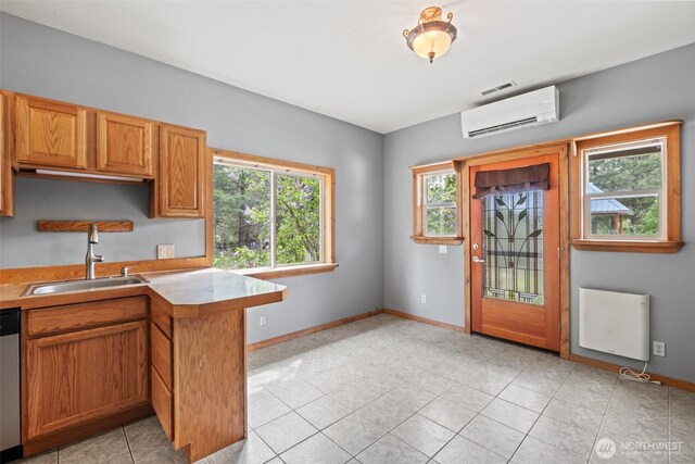 12111 W Shugart Flats Rd, Leavenworth, WA 98826 - kitchen with a sink, healthy amount of natural light, radiator, and a wall unit AC