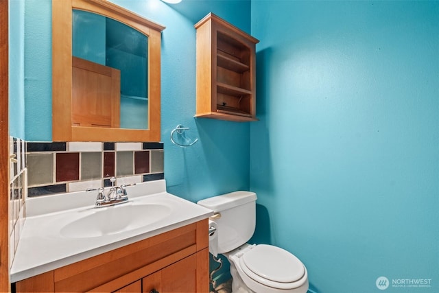 12111 W Shugart Flats Rd, Leavenworth, WA 98826 - half bath with toilet, vanity, and tasteful backsplash