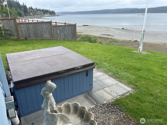 5341 S Bercot Rd, Freeland, WA 98249 - view of green lawn with a hot tub and a water view