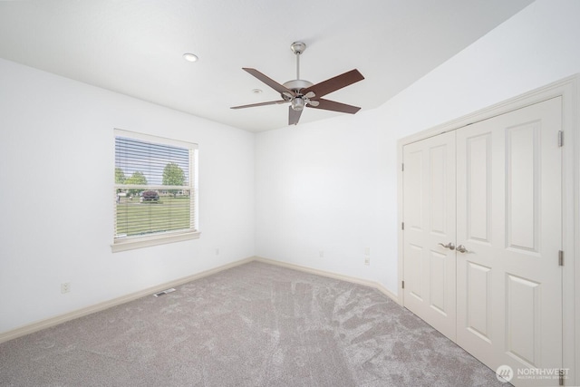 8306ROAD 3.2 NE, Moses Lake, WA 98837 - unfurnished bedroom featuring carpet, baseboards, a closet, ceiling fan, and recessed lighting