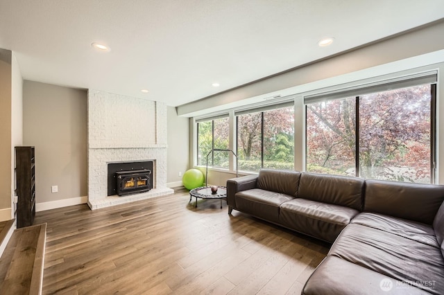 14323 SE 49th St, Bellevue, WA 98006 - living room featuring wood finished floors, baseboards, and recessed lighting