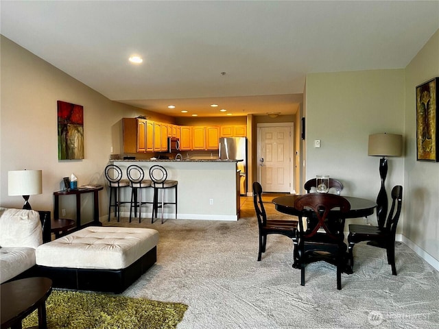 1600 W Ocean Ave Unit 1236, Westport, WA 98595 - dining space with light carpet, baseboards, and recessed lighting