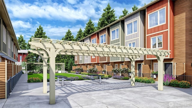 view of patio featuring a pergola