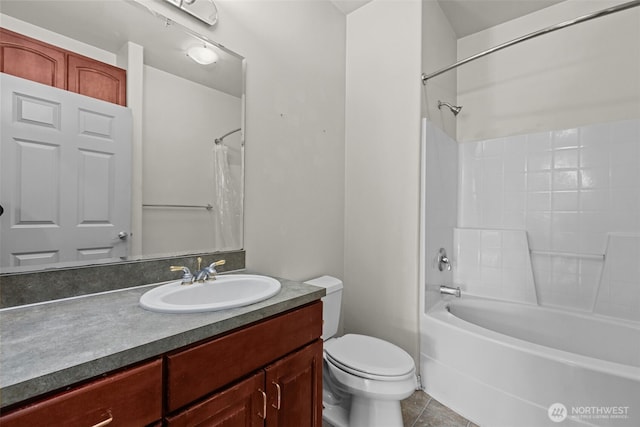 3501 Colby Ave Unit 301, Everett, WA 98201 - full bath featuring toilet, vanity, shower / washtub combination, and tile patterned floors