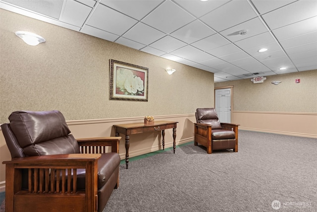 3501 Colby Ave Unit 301, Everett, WA 98201 - living area featuring carpet and a paneled ceiling
